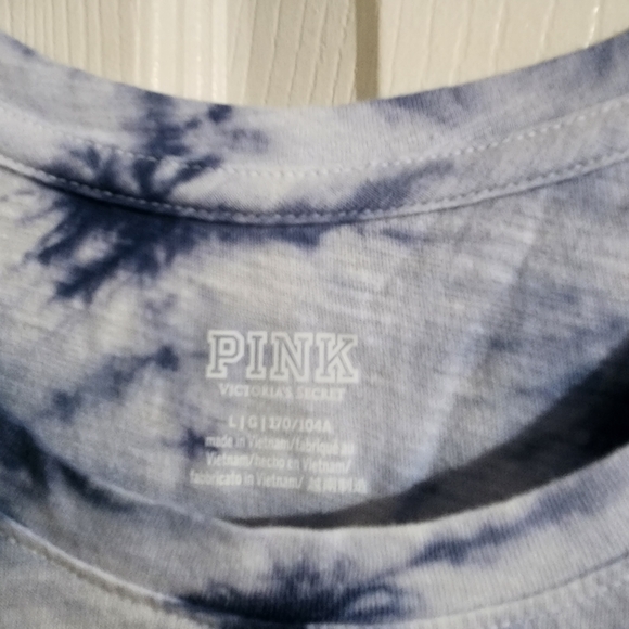 PINK Victoria's Secret Blue Tie-Dye Short Sleeve Tee L - Picture 4 of 5